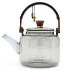 Ceainic modern din sticlă borosilicată de 1000ml cu mâner charcoal și sistem de infuzare prin abur - Ora de Ceai.