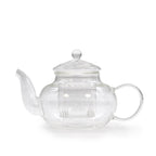 Ceainic sferic din sticlă borosilicată transparentă cu infuzor și capac din sticlă, model Round Pearl - Ora de Ceai.