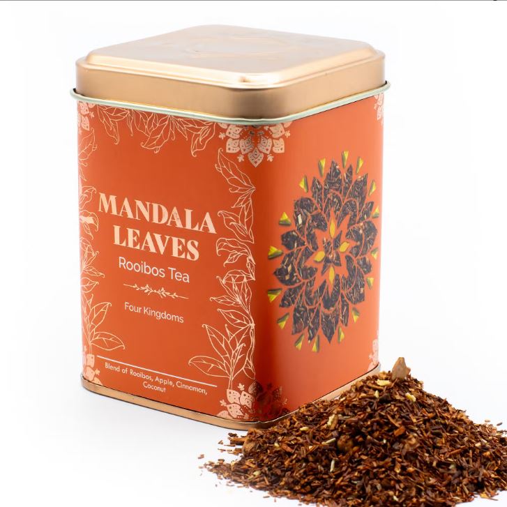 Cutie metalică premium Plăcere cu Scorțișoară, infuzie artizanală de Rooibos cu mix de scorțișoară și cocos - Ora de Ceai.