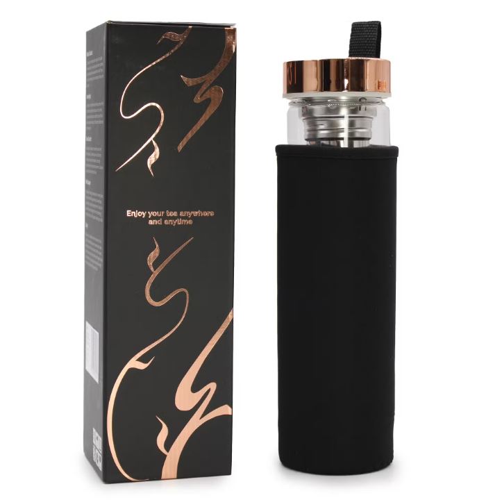 Sticla infuzare cu husa neopren si cristale ametist - oradeceai.ro